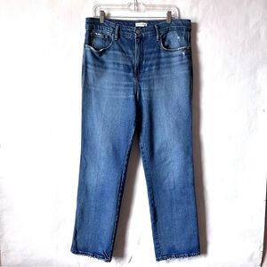 Good American Good Curve Straight Jeans I Indigo Blue Medium Wash Size 14 / 32